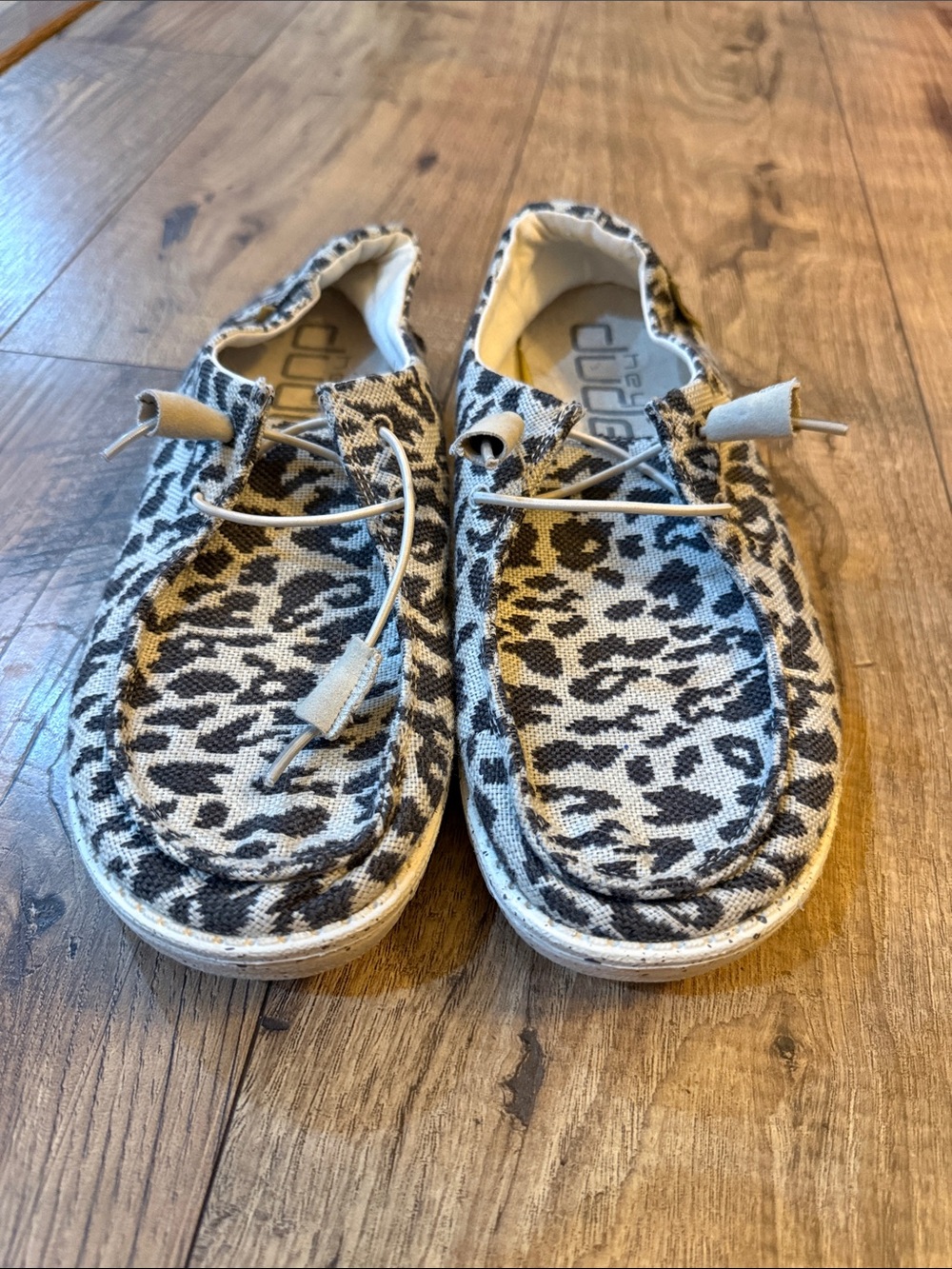 Hey Dude Women's Leopard Print Slip-On Moccasins - Black & White